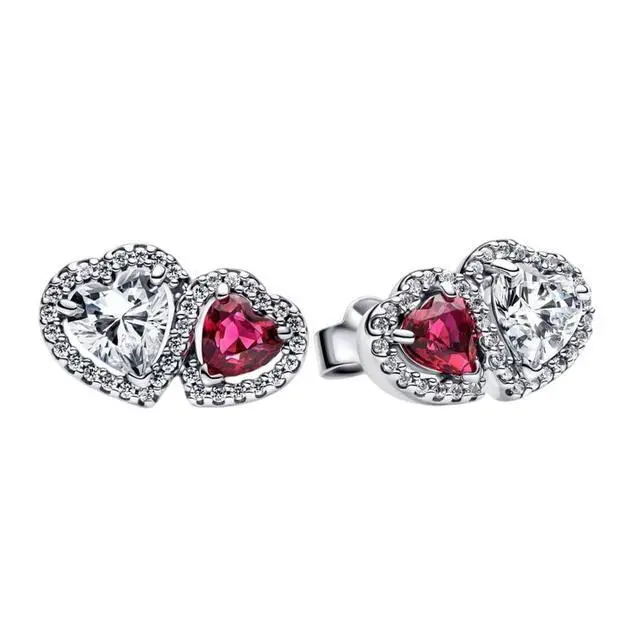 Alt view image 2 of 2 - Pandora Halo Hearts Stud Earrings Sterling silver