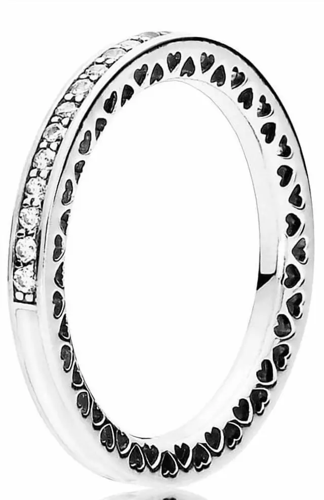 Alt view image 2 of 2 - Pandora Silver Enamel & Clear CZ Radiant Hearts Ring