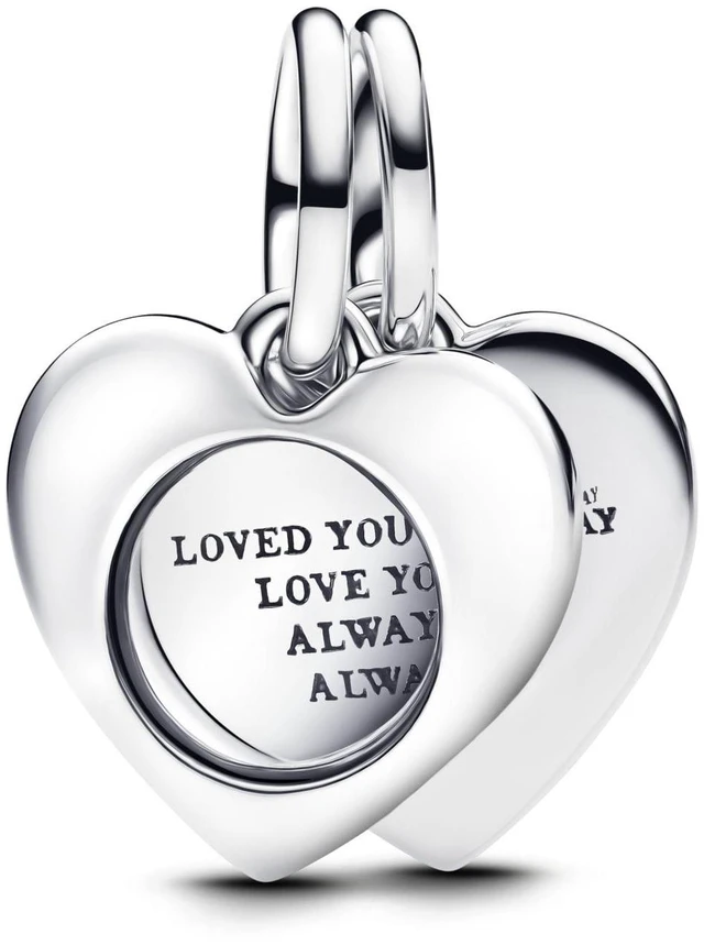 Alt view image 2 of 2 - Pandora Engravable Heart Magnifying Glass Double Dangle Charm Sterling silver