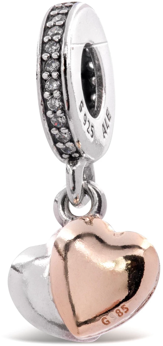Alt view image 3 of 3 - PANDORA Two-Tone Double Heart Dangle Charm