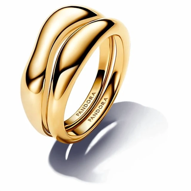 Alt view image 2 of 2 - Pandora Organically Shaped Stacking Rings 14k gold plating