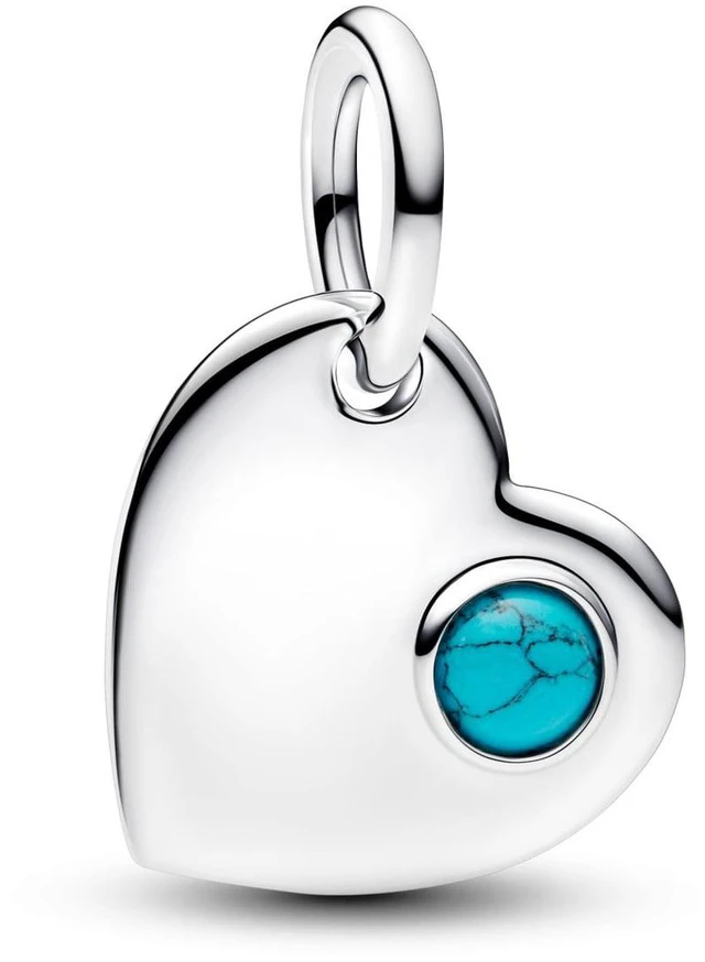 Alt view image 2 of 2 - Pandora December Engravable Turquoise Blue Stone Heart Dangle Charm