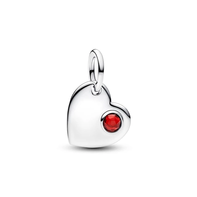 Alt view image 2 of 2 - Pandora January Engravable Red Stone Heart Dangle Charm