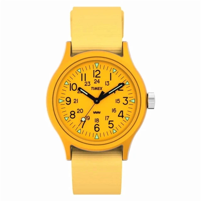 Alt view image 2 of 2 - Timex MK1 36mm Yellow Dial Yellow Fabric Strap Mens Watch