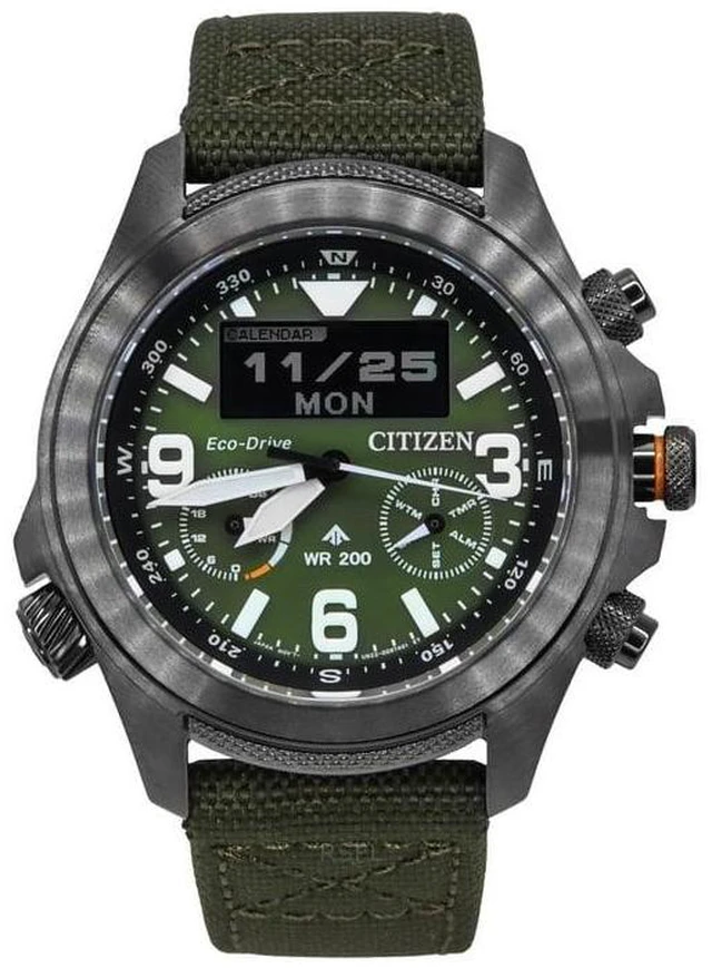 Alt view image 6 of 6 - Citizen Promaster Chronograph Green Dial Eco-Drive 200M Men's Watch JV1005-02W