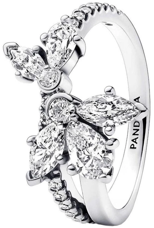 Alt view image 2 of 2 - Pandora Sparkling Asymmetrical Herbarium Cluster Ring