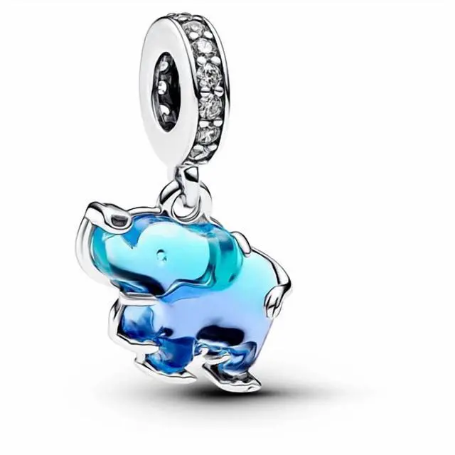 Alt view image 2 of 2 - Pandora Blue Murano Glass Elephant Dangle