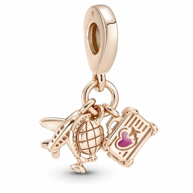 Alt view image 3 of 3 - Pandora Airplane Globe & Suitcase Triple Dangle Charm