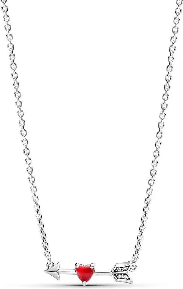 Alt view image 2 of 2 - Pandora Arrow & Murano Glass Heart Necklace Sterling silver