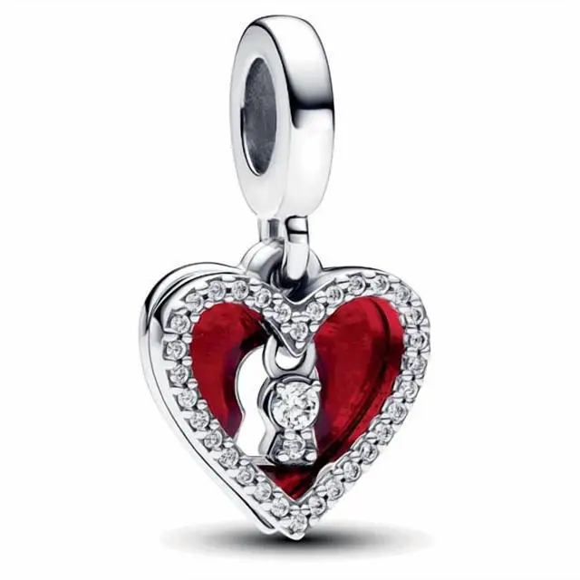Alt view image 2 of 2 - Pandora Red Heart & Keyhole Double Dangle Charm