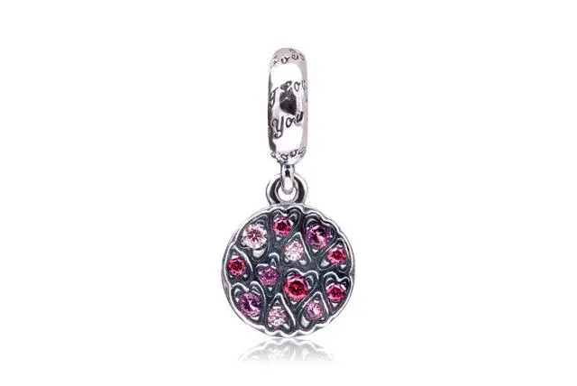 Alt view image 3 of 3 - Pandora Sparkling Heart Pattern Dangle Charm