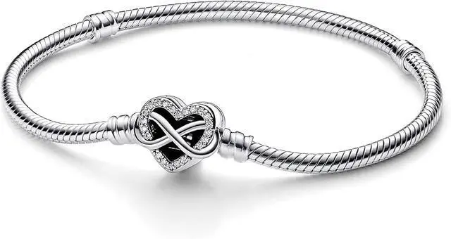 Alt view image 3 of 3 - Pandora Moments Sparkling Infinity Heart Clasp Snake Chain Bracelet