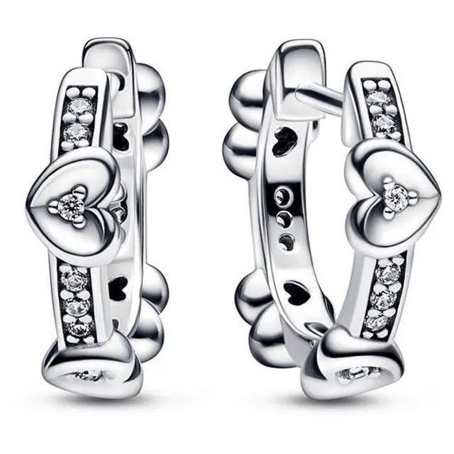 Main image of Pandora Radiant Sparkling Hearts Hoop Earrings