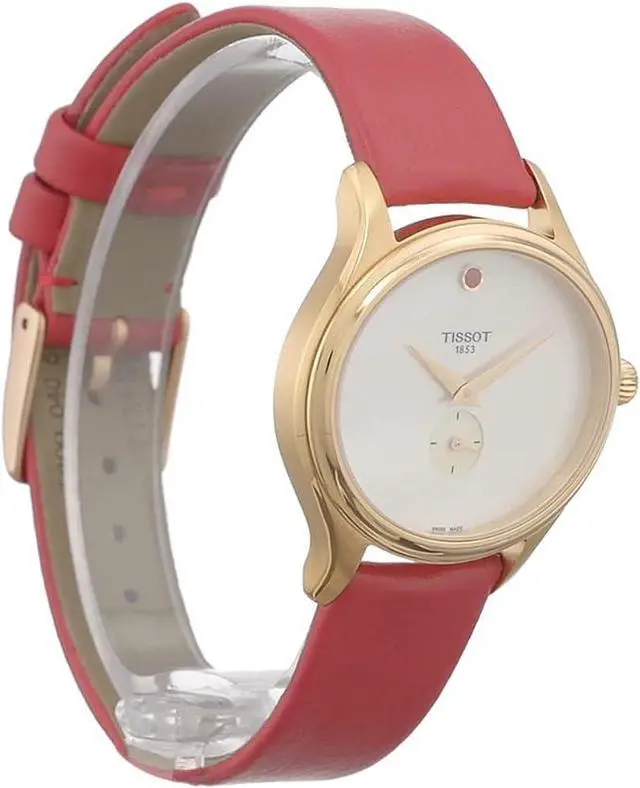 Alt view image 3 of 3 - Tissot T-Lady Bella Ora Mother of Pearl Dial Red Leather Strap Womens Watch