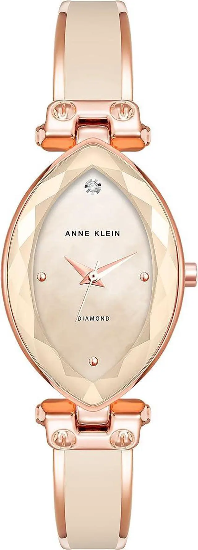 Main image of Anne Klein Rose Gold-Tone Oval Blush Pink Mother-of-Pearl Diamond Accent Ladies Watch