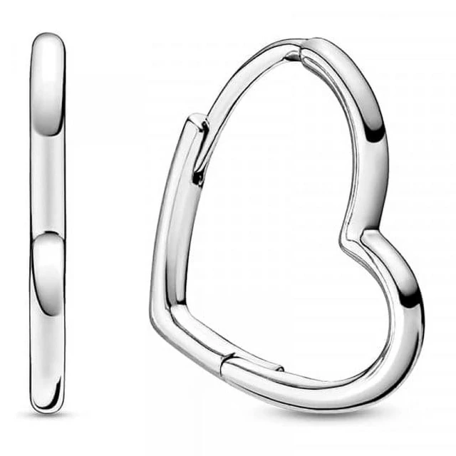 Alt view image 3 of 3 - PANDORA Asymmetrical Heart Hoop Earrings