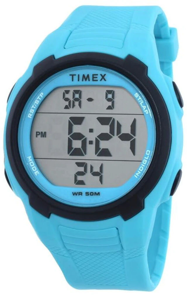 Main image of Timex Sport T100 Blue Case Digital Blue Strap Unisex Watch