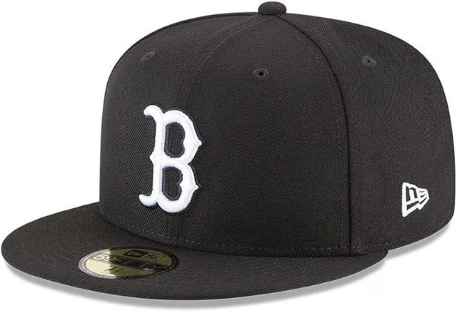 Main image of New Era Boston Red Sox MLB Basic 59FIFTY Black and White Fitted Hat Size 7