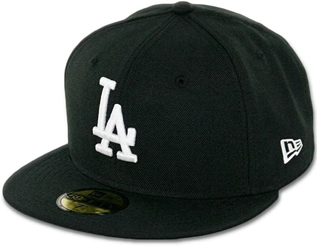 Alt view image 3 of 3 - New Era 11591149: Los Angeles Dodgers Basic Black/White 59FIFTY Fitted Cap (7 3/8)