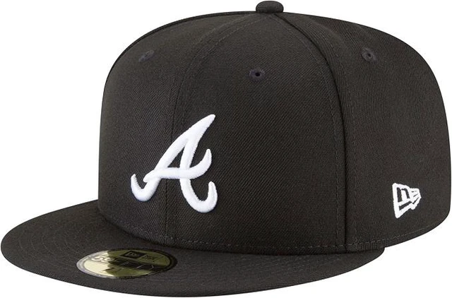 Main image of New Era Atlanta Braves MLB Basic 59FIFTY Black and White Fitted Hat Size 7
