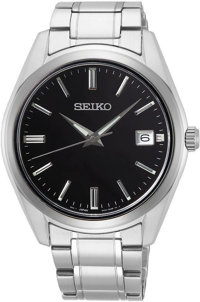 Main image of Seiko Essentials Quartz Black Dial Stainless Steel Mens Watch