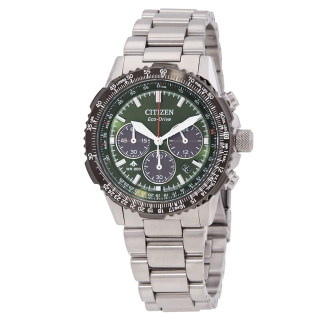 Alt view image 5 of 5 - Citizen Promaster Chronograph Green Dial Eco-Drive 200M Men's Watch CA4664-60W