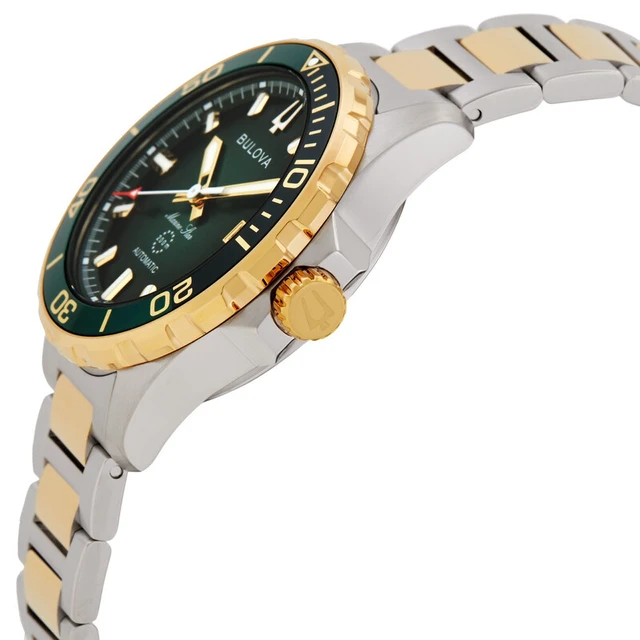 Alt view image 2 of 3 - Bulova 98B467 Mens Marine Star Series B Automatic Watch - Two-Tone/Green