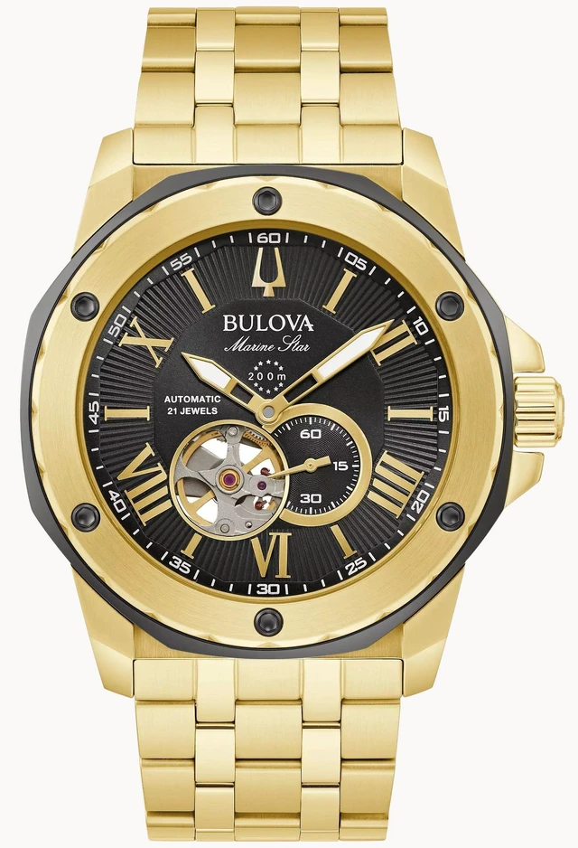 Alt view image 7 of 9 - Bulova Marine Star Mens Gold PVD Stainless Steel Automatic Watch 98A273