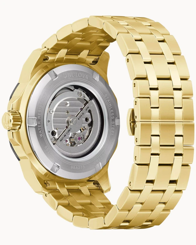 Alt view image 8 of 9 - Bulova Marine Star Mens Gold PVD Stainless Steel Automatic Watch 98A273