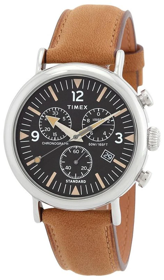 Main image of Timex Waterbury Chronograph 41mm Black Dial Leather Mens Watch