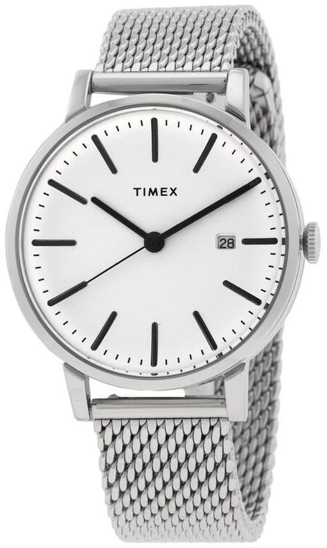 Main image of Timex Midtown 38mm White Dial Stainless Steel Mesh Mens Watch