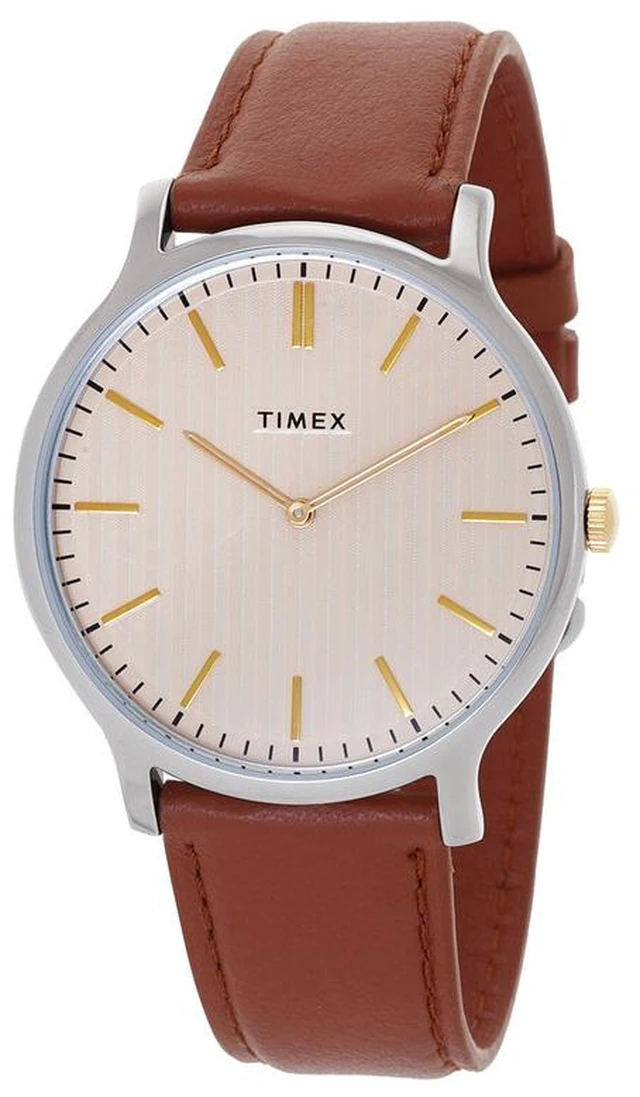 Main image of Timex Gallery Norway 40mm Champagne Dial Brown Leather Mens Watch