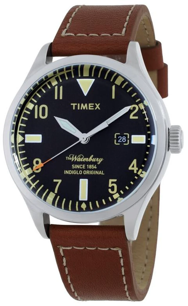 Main image of Timex Waterbury Traditional 40mm Black Dial Brown Leather Mens Watch
