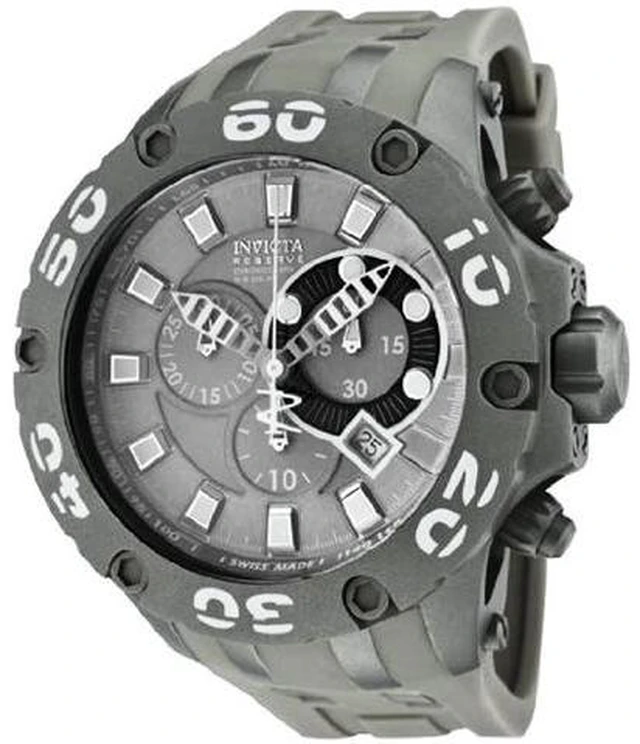 Alt view image 2 of 7 - Invicta Men's Reserve Chronograph Grey Dial Grey Polyurethane