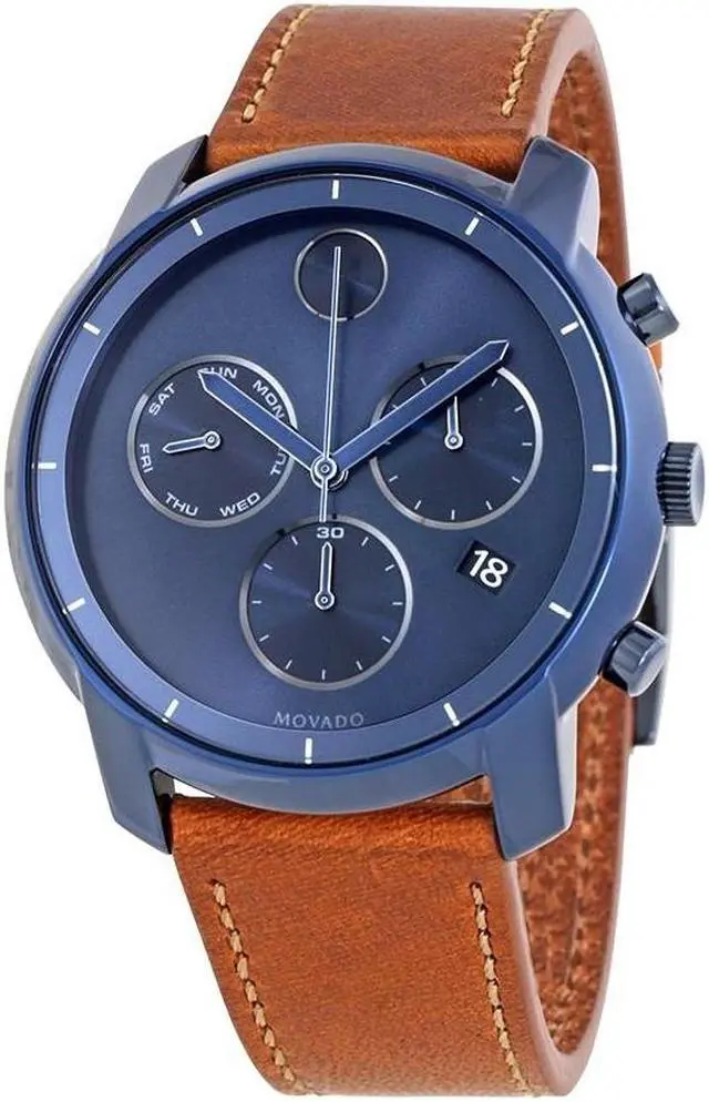 Main image of Movado Bold Leather Chronograph Mens Watch 3600476