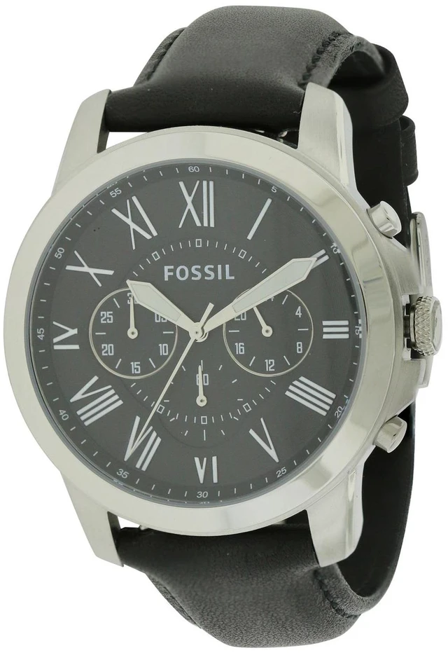 Alt view image 17 of 18 - Fossil Grant Black Dial Black Leather Mens Watch FS4812
