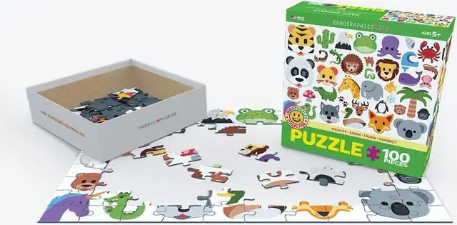 Alt view image 3 of 7 - Emoji Puzzle Wildlife Animals 100 Piece Jigsaw Puzzle