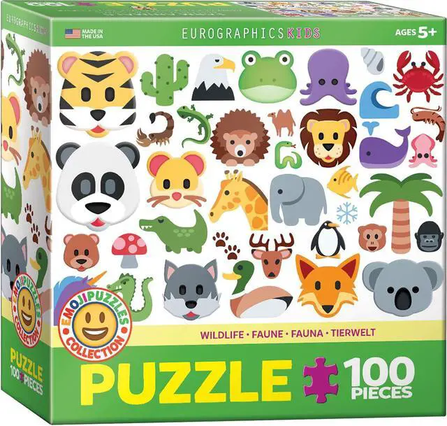Main image of Emoji Puzzle Wildlife Animals 100 Piece Jigsaw Puzzle