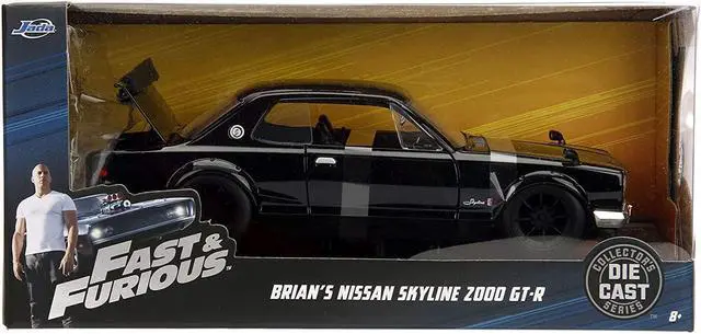 Alt view image 8 of 9 - Brian's Nissan Skyline 2000 GT-R Black from "The Fast and the Furious" Movie 1/24 Diecast Model Car by Jada