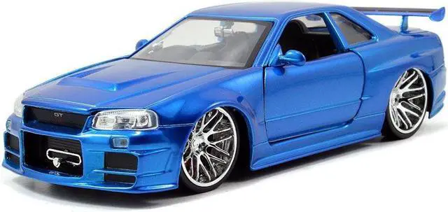 Alt view image 2 of 6 - Jada Toys Fast & Furious 1:24 Diecast - 2002 Nissan Skyline GT-R R34 - Blue