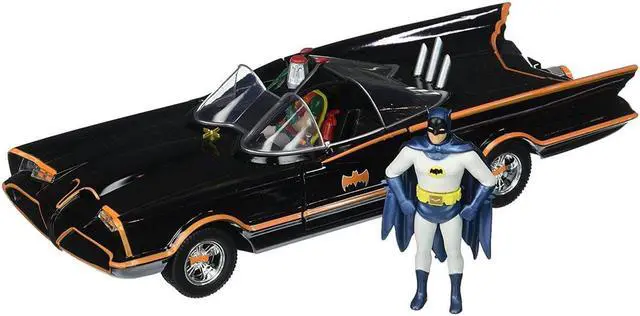 Alt view image 5 of 11 - 1966 Classic TV Series Batmobile with Diecast Batman and Plastic Robin in the car 1/24 Diecast Model Car by Jada