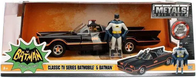Alt view image 6 of 11 - 1966 Classic TV Series Batmobile with Diecast Batman and Plastic Robin in the car 1/24 Diecast Model Car by Jada