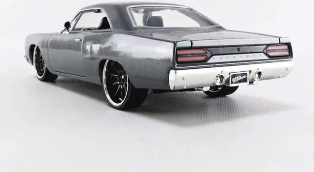 Alt view image 7 of 10 - Dom's Plymouth Road Runner Metallic Gray with Black Hood Stripe "Fast & Furious" Movie 1/24 Diecast Model Car by Jada