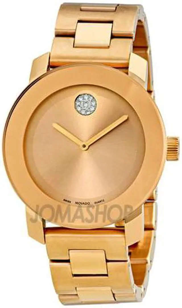 Main image of Movado Bold Ladies Crystal Rose Gold Tone Bracelet Swiss Quartz Watch 3600086