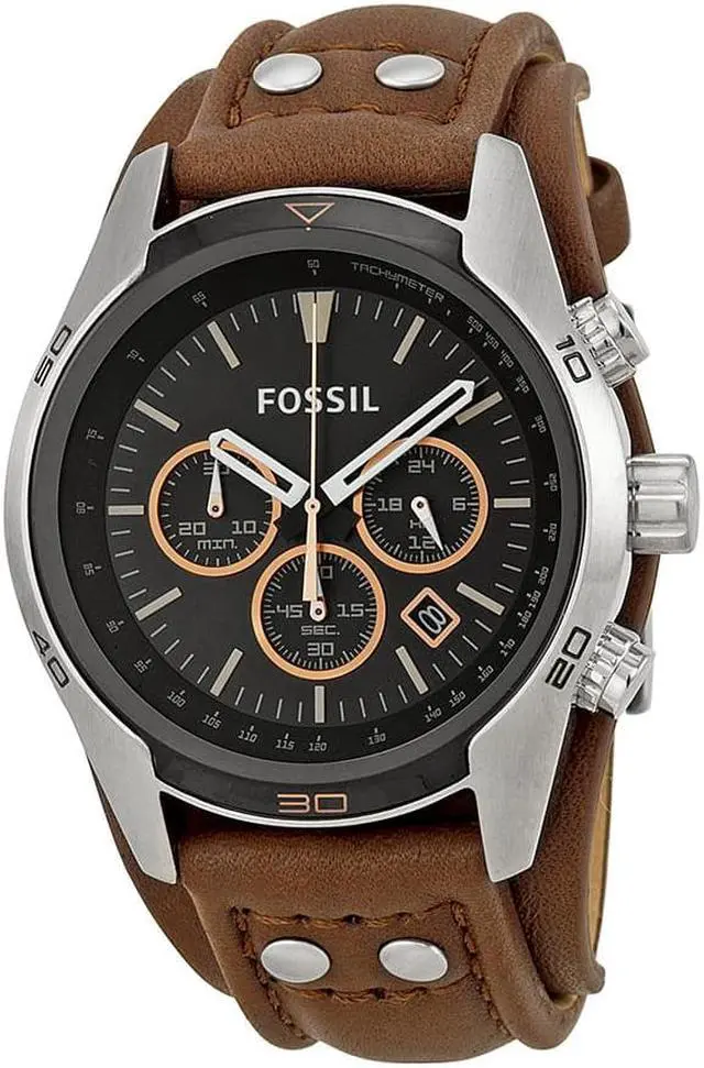 Alt view image 4 of 9 - Fossil Men's Coachman CH2891 Brown Leather Quartz Watch with Black Dial