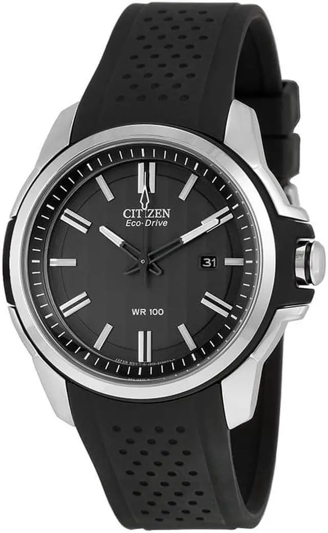 Alt view image 3 of 5 - Citizen AW1150-07E Drive Stainless Steel Case Rubber Bracelet Black Dial Date Display