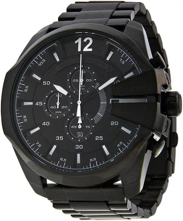 Alt view image 11 of 20 - Men's Black Diesel Mega Chief XL Chronograph Watch DZ4283