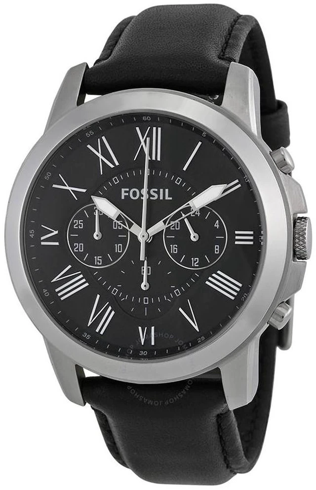 Alt view image 11 of 18 - Fossil Grant Black Dial Black Leather Mens Watch FS4812