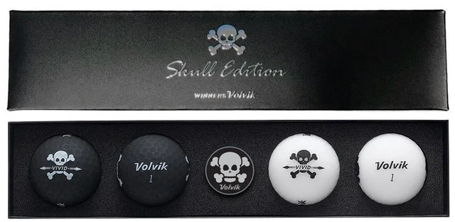 Main image of 2018 Volvik Limited Edition Vivid Skull & Crossbones 4-Ball Set Golf Balls NEW
