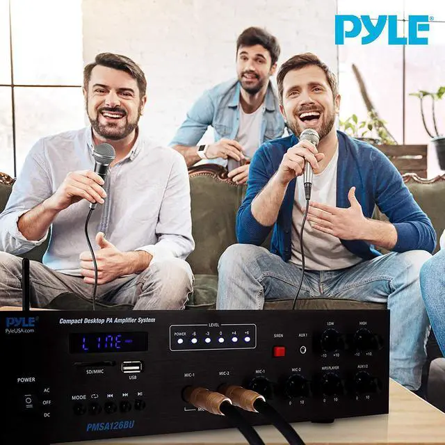 Alt view image 3 of 7 - Bluetooth Public Address Amplifier - Compact PA Speaker & Microphone Receiver System with 70V/100V Output, MP3/USB/SD Readers, FM Radio (500 Watt)